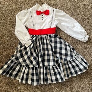 Vintage MiniWorld black plaid dress girls size 7